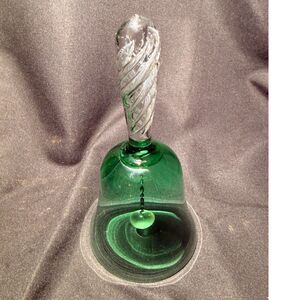 Green Handblown Art Glass Bell Twisted Handle